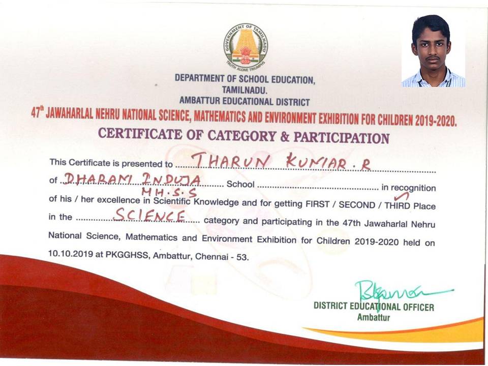 47TH JAWAHARLAL NEHRU NATIONAL SCIENCE, MATHEMATICS AND ENVIRONMENT EXHIBITION- THARUN KUMAR ( PLASMA BALL )