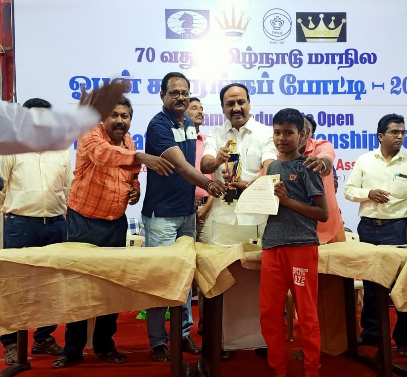 Jackson V  X of VII A won the third prize in Tamilnadu State open Fide Chess championship , organised by Tamilnadu chess tournament 2022.