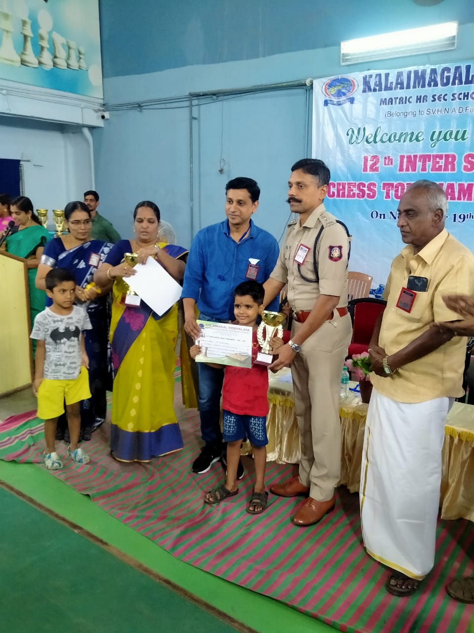 Nikhilesh R of  II Std , won the second prize in 12th Inter School Chess Tournament, under 7, organised by Kalaimagal Vidhyalaya Matric. HR. Sec. School